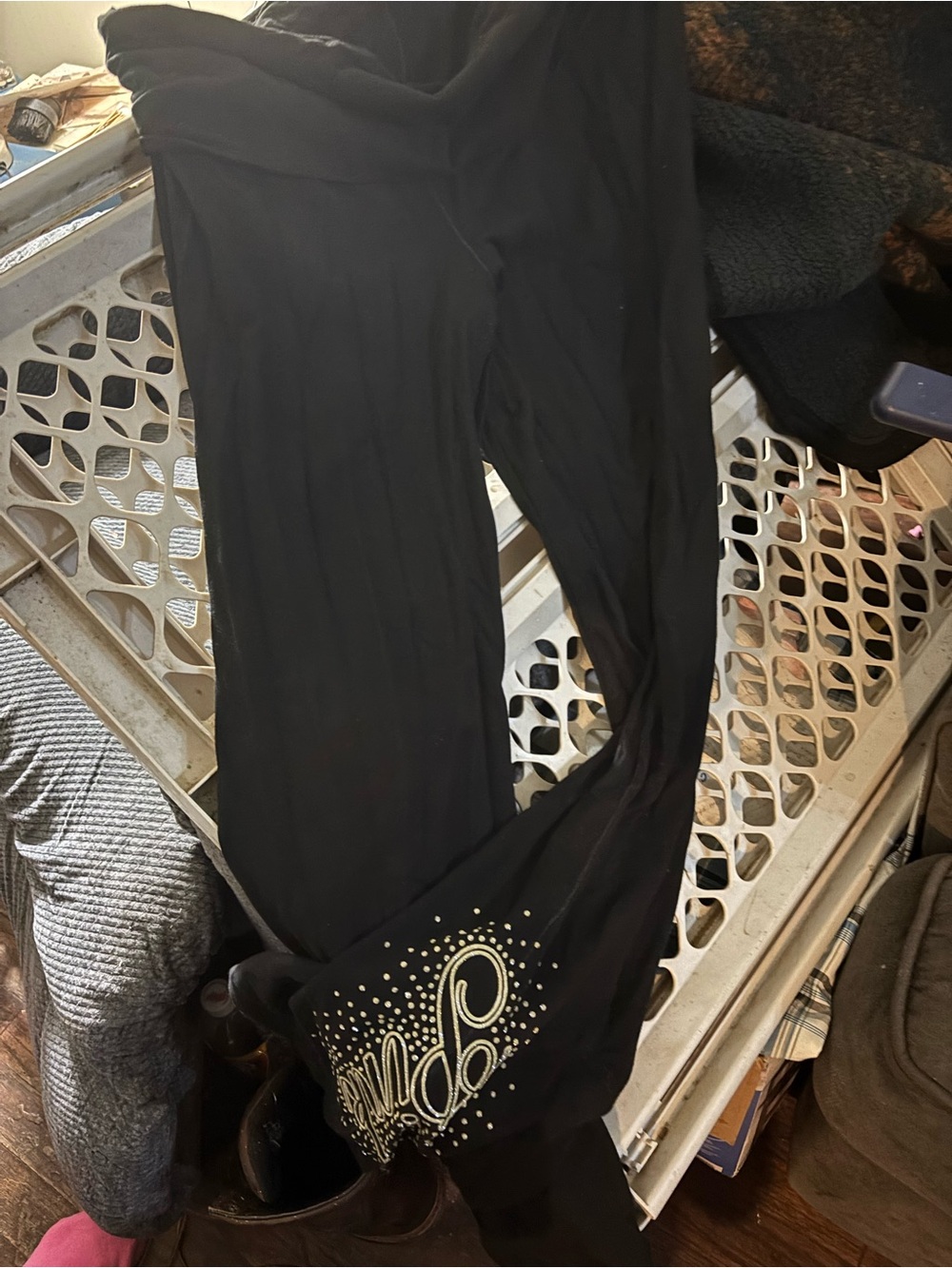 PINK Victoria's Secret Black Leggings with Rhinestone Logo